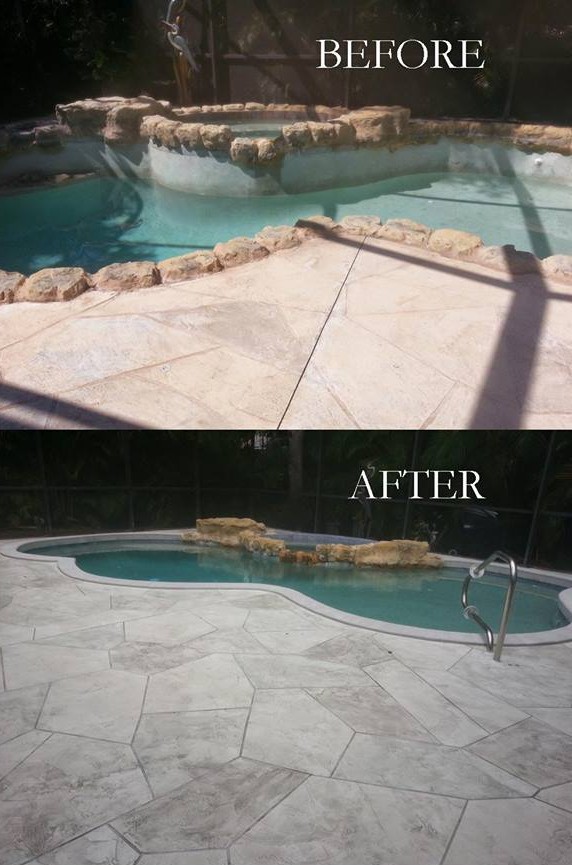 pool deck resurfacing example before & after