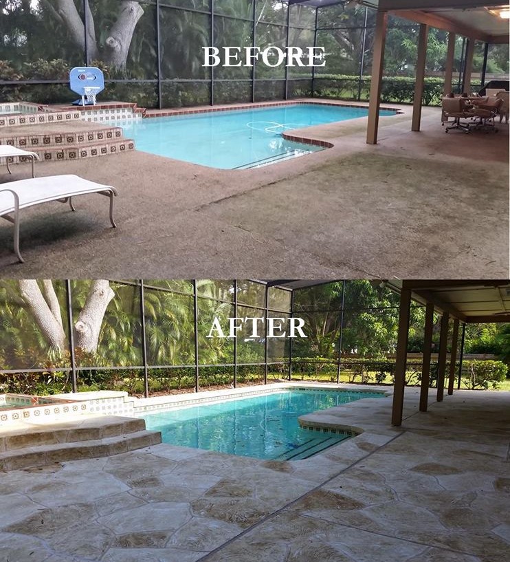 pool deck resurfacing example before & after