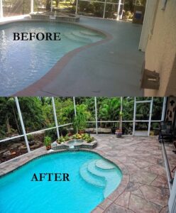 pool deck resurfacing example before & after