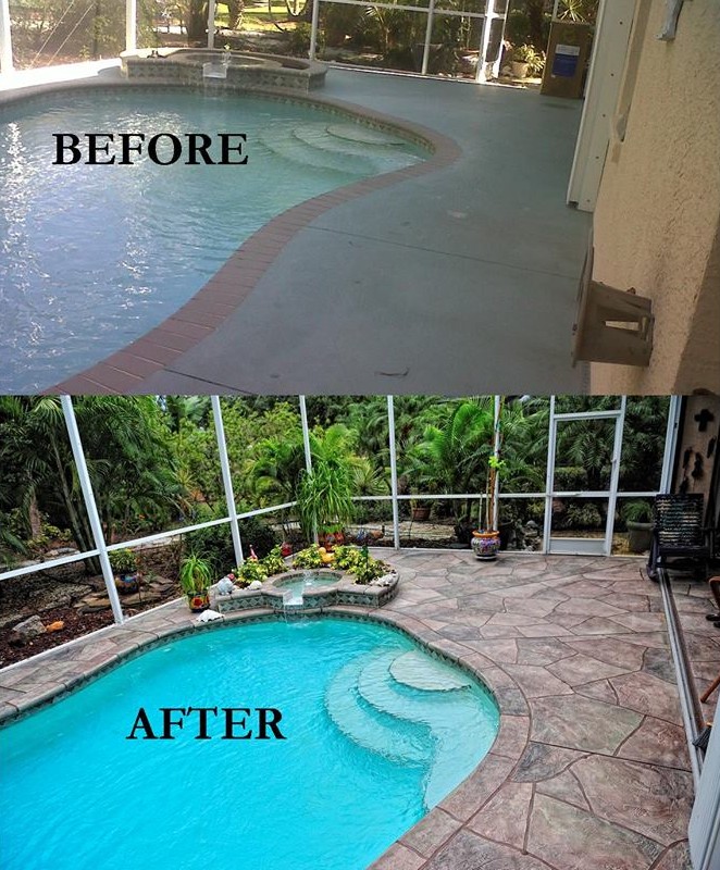pool deck resurfacing example before & after