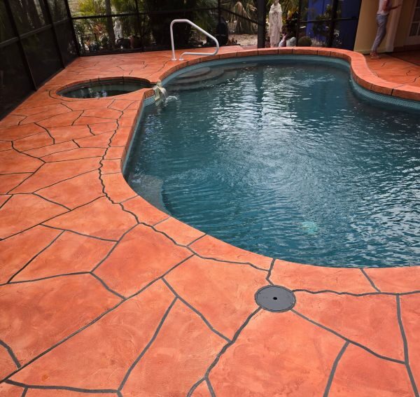 unique pool deck resurfacing project