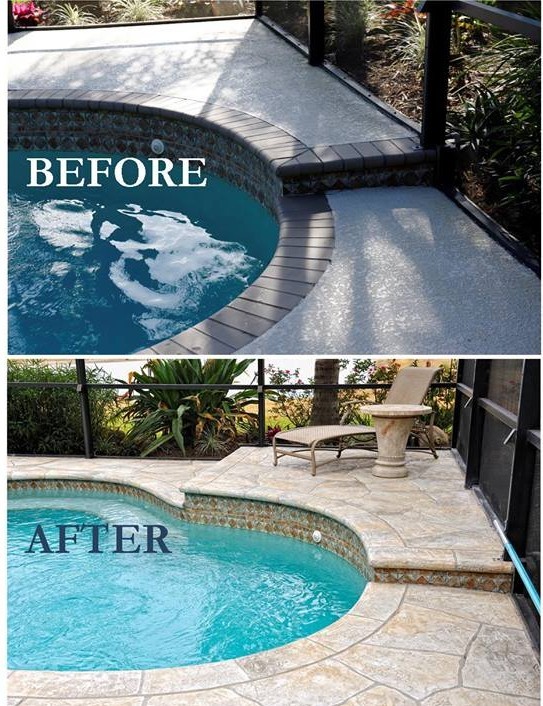 pool deck resurfacing example before & after