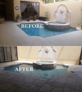 pool deck resurfacing example before & after