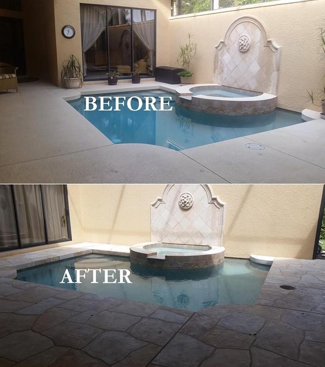 pool deck resurfacing example before & after