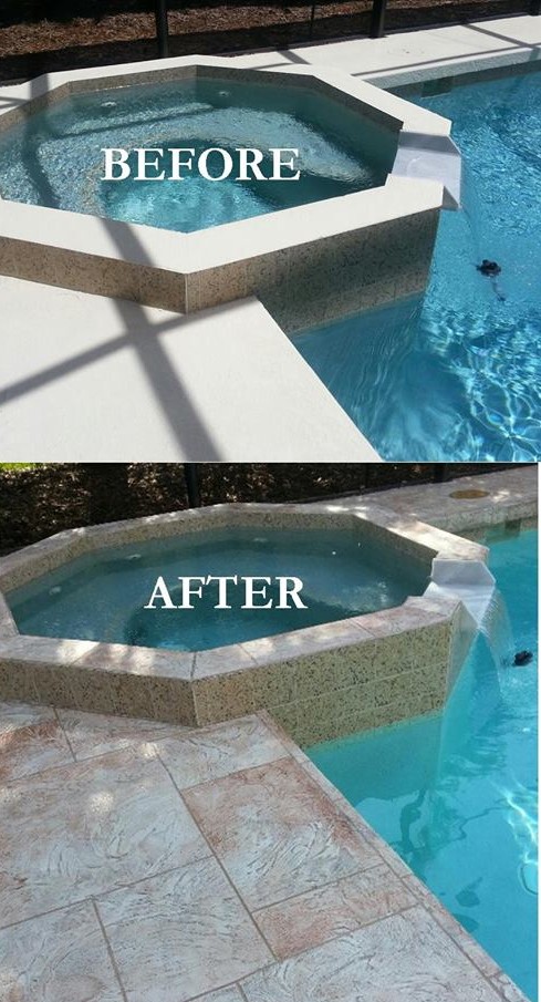pool deck resurfacing example before & after