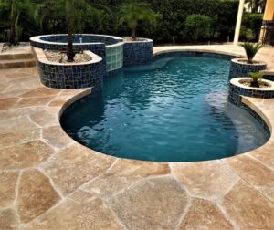 pool deck resurfacing with decorative concrete overlay